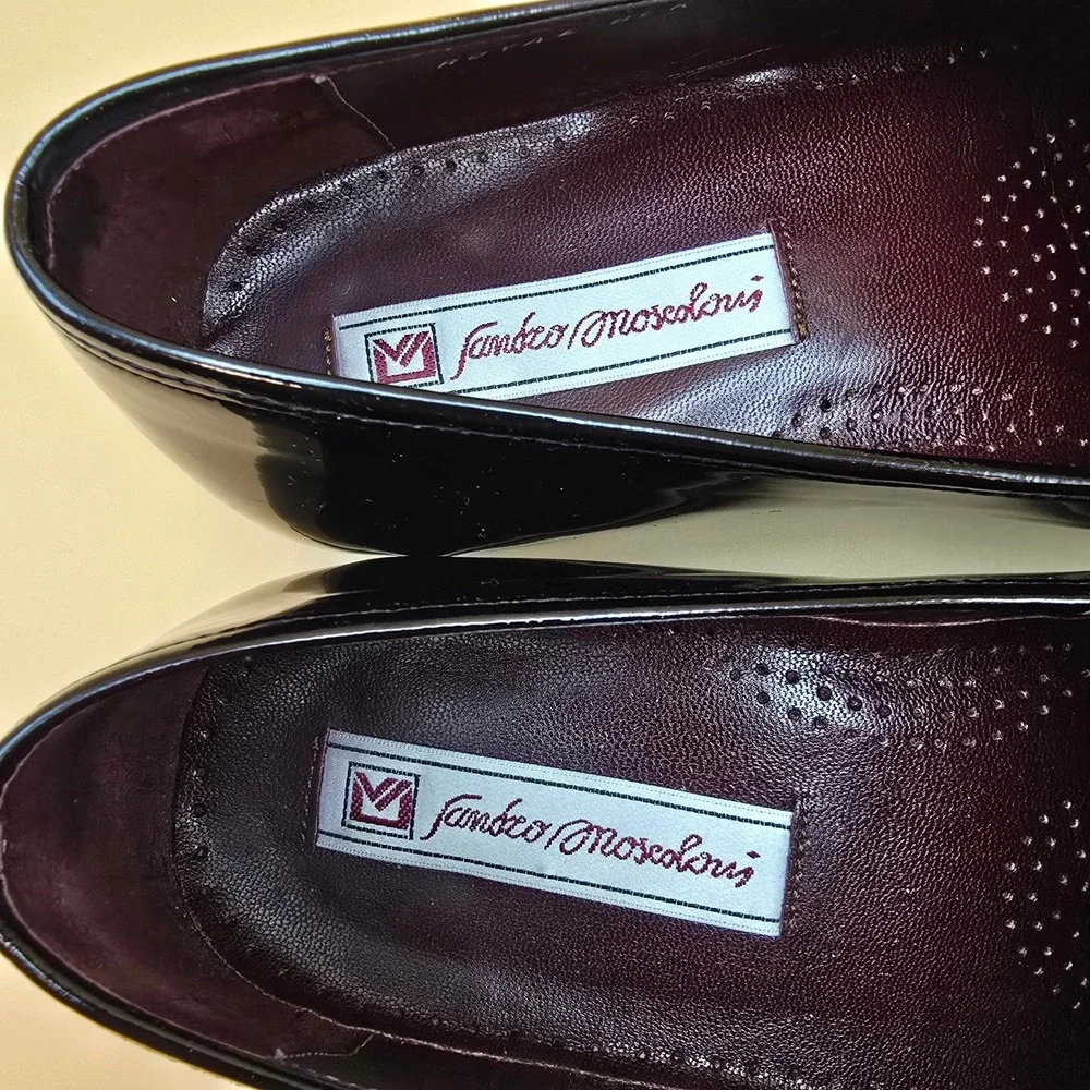 Sandro Moscoloni Men's Royal Black Patent Leather Tuxedo Loafers 10 Spain in Box